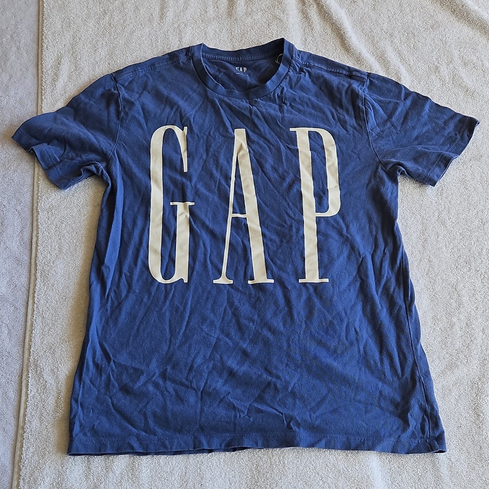 GAP Blue‎ Logo Graphic Print Men's T-Shirt Crew Neck Short Sleeve Regular S